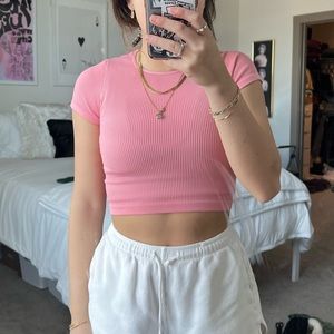 Urban Outfitters Pink seamless crop top